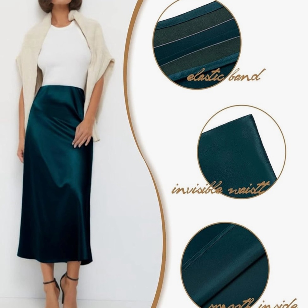 Emerald green Satin Skirt